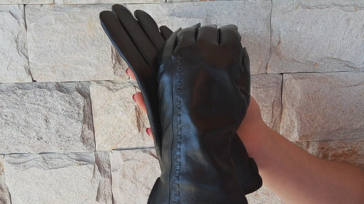 Black Leather Gloves Womens