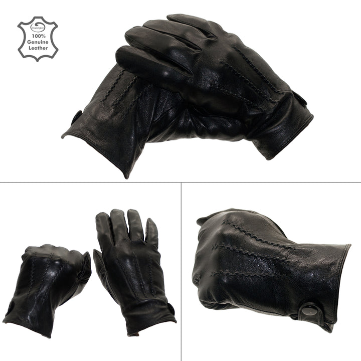 Mens Leather Gloves Black - Dazoriginal