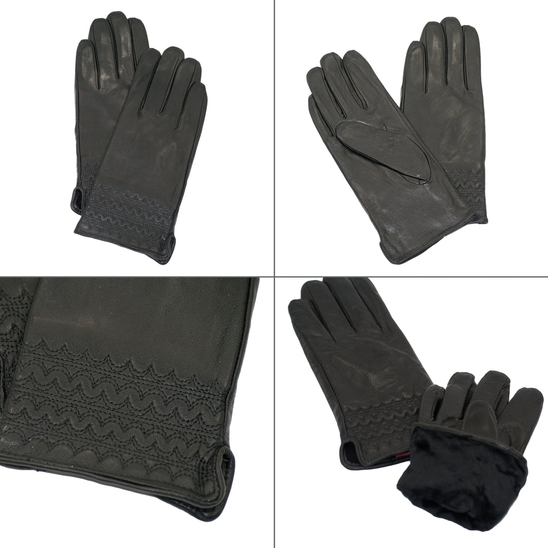 Stylish Womens Black Leather Gloves - Dazoriginal