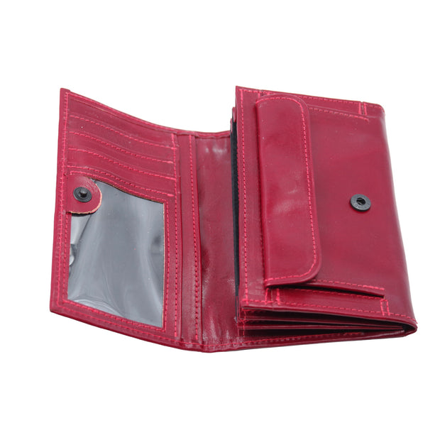 Daz Handcrafted Bulgarian Calf Leather Wallet - Luxurious, Timeless Design & Functionality for Women in Black and Red - Dazoriginal