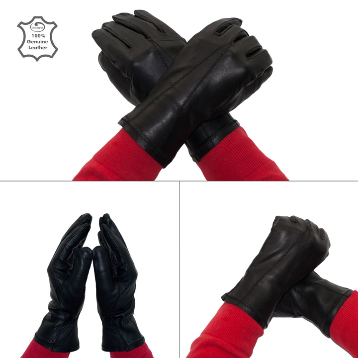 Womens Nappa Leather Gloves Black - Dazoriginal
