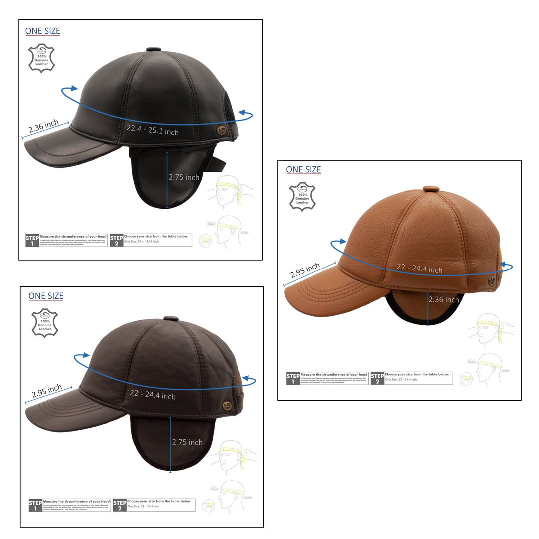 Leather Baseball Cap, Adjustable, Ear Flaps - Leather Baseball Caps | Dazoriginal