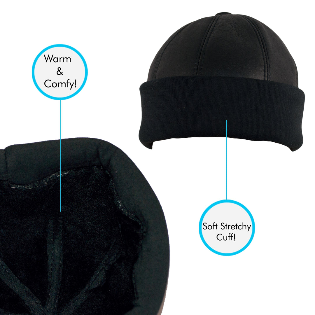 Gorra negra de cuero genuino, sombrero de cuero para mujer, gorra de  invierno negra, sombrero cálido para mujer -  España